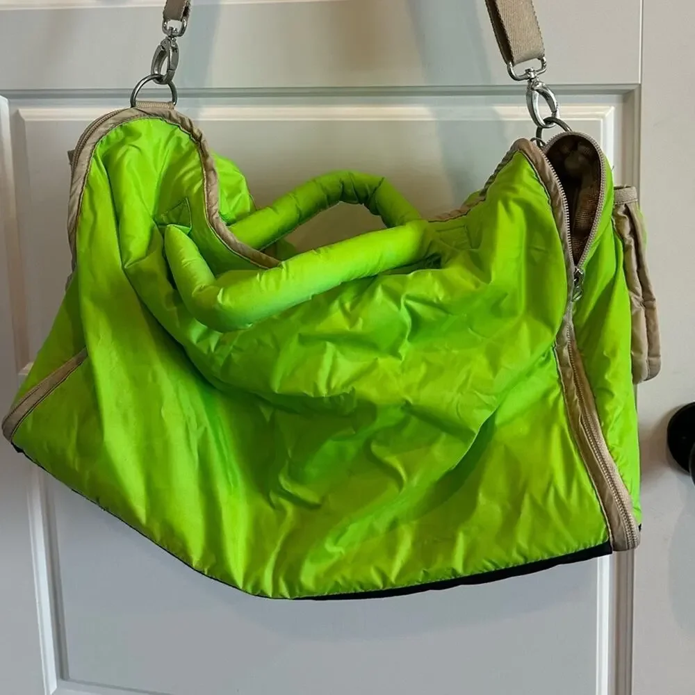 7 A.M. Enfant Voyage Puffer Neon Green Diaper Weekender Travel Bag